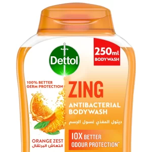 Dettol Zing 10X Better Antibacterial Body Wash — 250ml | Refreshing Germ Protection