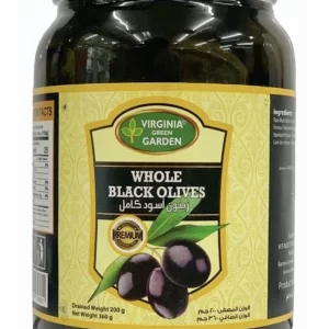 Whole Black Olive Virginia Green Garden — 360gm | Authentic Mediterranean Taste