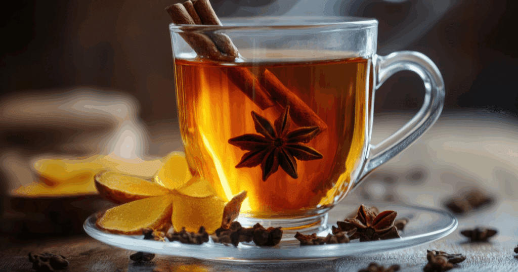 Star anise pods with detox tea and natural wellness ingredients