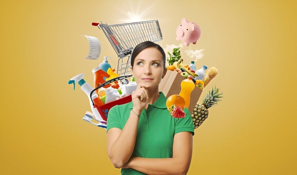 shopping online for groceries and using discounts to save money