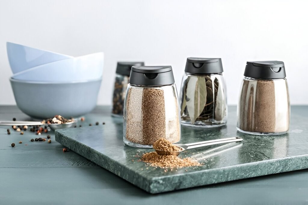 Airtight glass spice jars and containers keeping spices fresh in Dubai’s hot and humid climate
